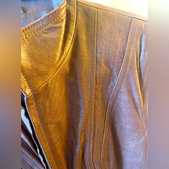 NWOT A.N.A 100% Leather Stand-Collar Jacket - Picture 5 of 14